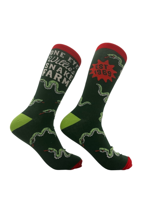 One Eyed Willies Snake Farm Socks Funny Sarcastic Adult Joke Graphic Footwear for Men