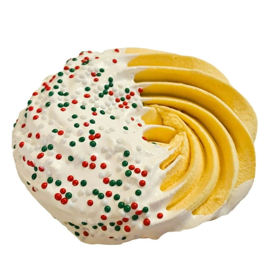 (One ) Fake Cookie Butter Cookie w/ White Icing Italian Sprinkles Prop Decoration Dezicakes
