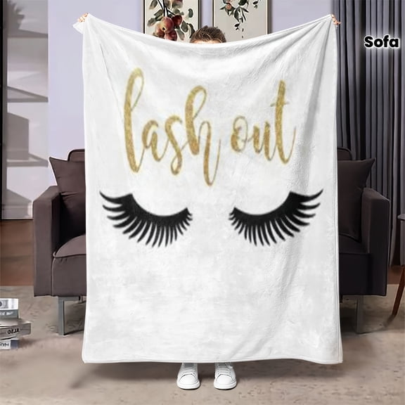 One Fashionable Long Eyelash Print Plush Fluffy Fleece Blanket Soft Throw Suitable for Sofa and Bed