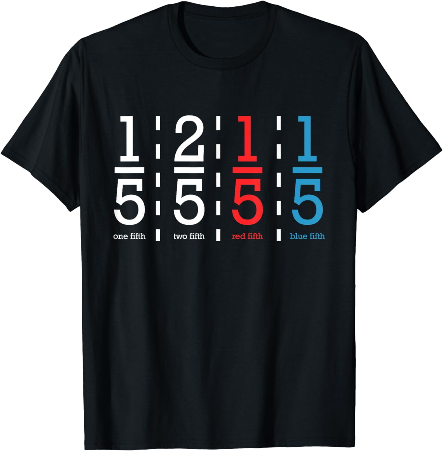 One Fifth Two Fifth Red Fifth Blue Fifth Math T-Shirt - Walmart.com