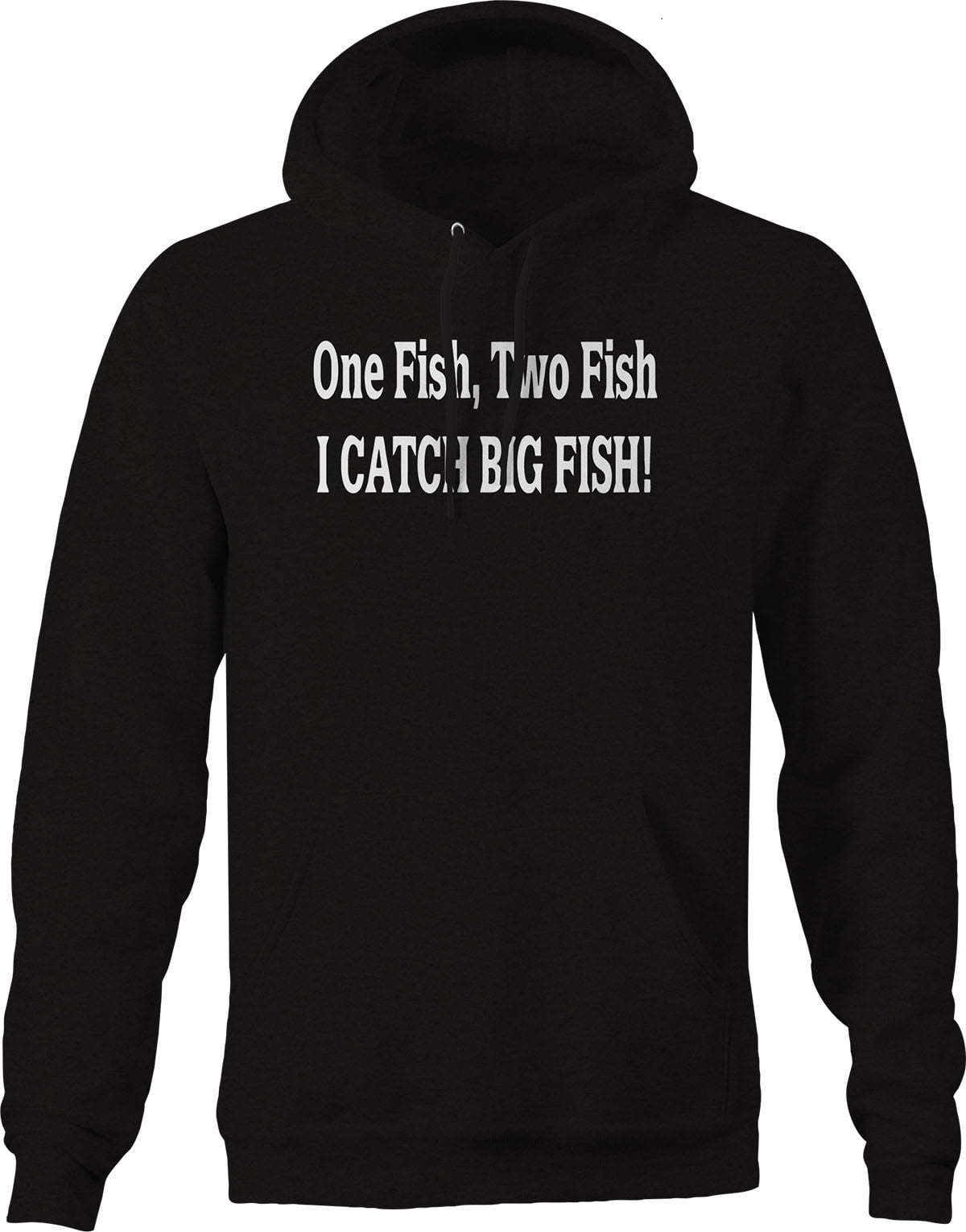 One Fish Two Big Fishing Fleece Sweatshirt for Men 2XL Black