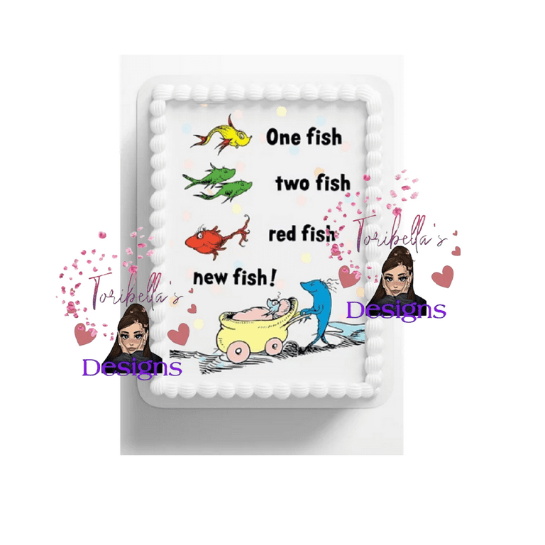 One Fish Two Fish New Fish Baby Shower Edible Image Edible Cake Topper Frosting Sheet Icing Paper Cake Decoration Edible Cake Sticker Decal, Size: 10