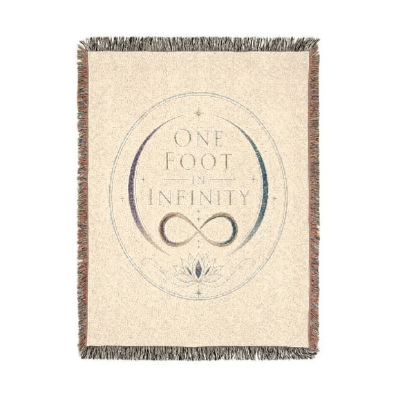 One Foot in Infinity Celestial Beige Woven Throw Blanket, 100% Cotton, Boho Meditation Decor