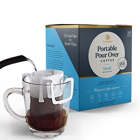 One Fresh Cup Coffee - Single Serve Portable Pour Over Drip Coffee - Decaf - Columbian Single-Origin Medium Roast - 10-pack