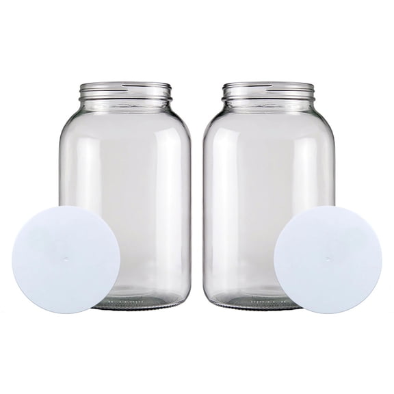 Home Brew Ohio One Gallon Glass Wide Mouth Jar With Solid Lid Set of 2