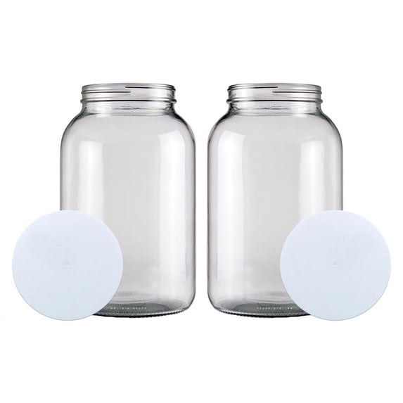 Home Brew Ohio One Gallon Glass Wide Mouth Jar With Solid Lid Set of 2