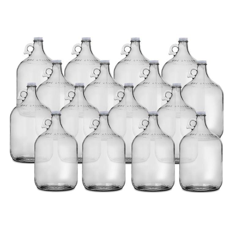 Large One Gallon Glass Jug Container Bottle with 38mm White Metal