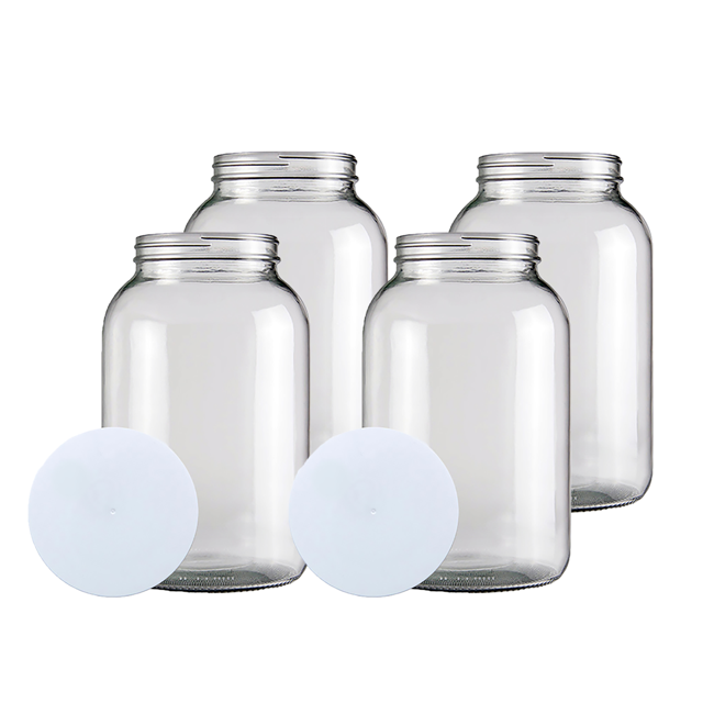 One Gallon Wide Mouth Glass Jar with LidSet of 4