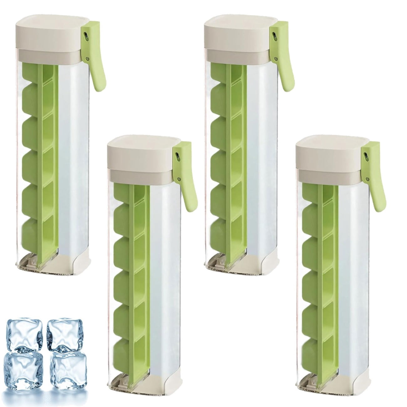One Glass Ice Maker, Press Ice Tray Mold, Pop Out Cubes Without, Space-Saving Design and Easy Maintenance, Producing 6 Square Ice Cubes Per Tray, Ice Cube Tray Cup for Maker Ice Drink