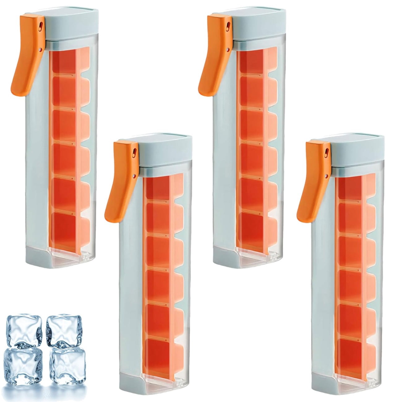 One Glass Ice Maker, Press Ice Tray Mold, Pop Out Cubes Without, Space-Saving Design and Easy Maintenance, Producing 6 Square Ice Cubes Per Tray, Ice Cube Tray Cup for Maker Ice Drink