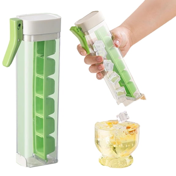 One Glass Ice Maker, Press Ice Tray Mold, Pop Out Cubes Without, Space-Saving Design and Easy Maintenance, Producing 6 Square Ice Cubes Per Tray, Ice Cube Tray Cup for Maker Ice Drink