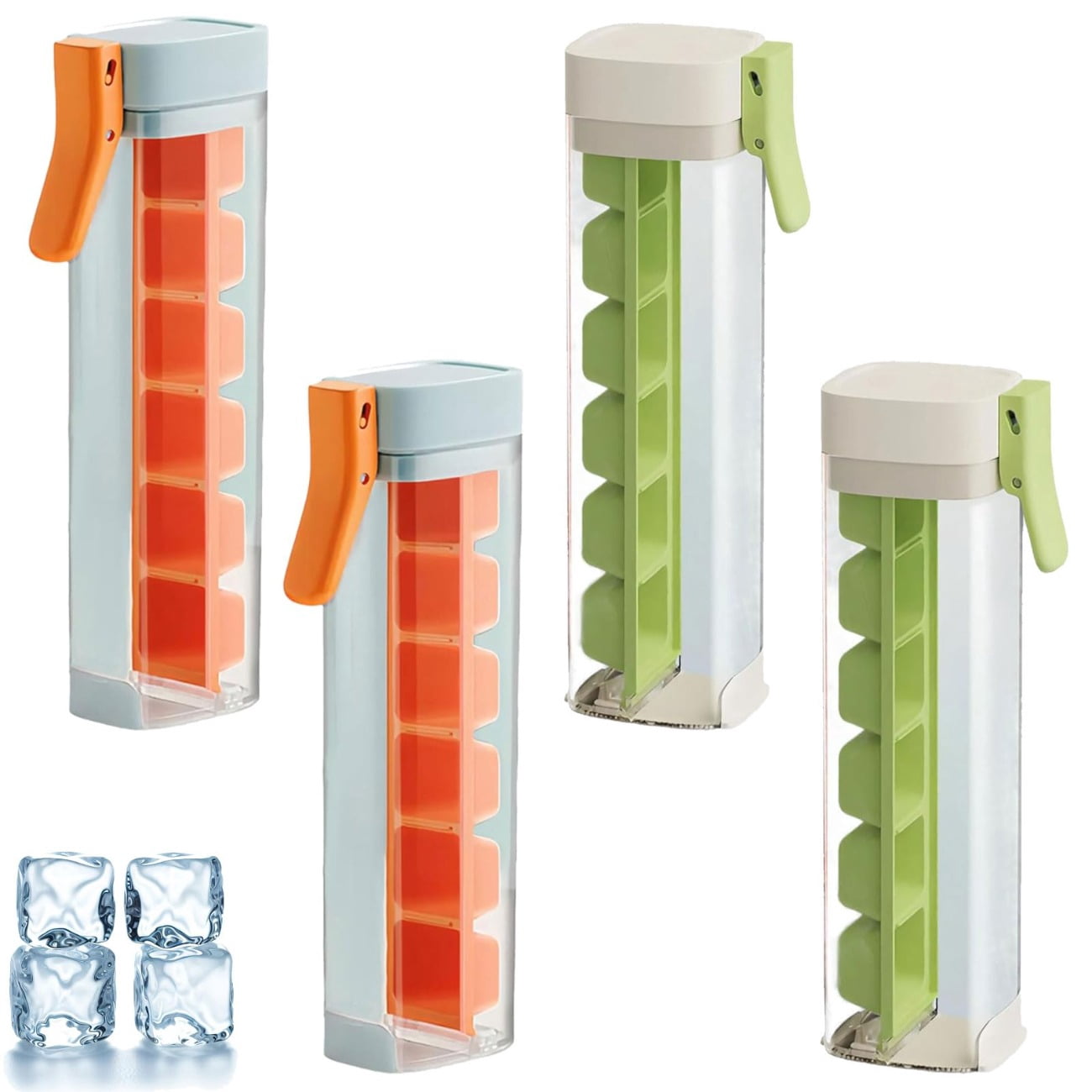 One Glass Ice Maker, Press Ice Tray Mold, Pop Out Cubes Without, Space-Saving Design and Easy Maintenance, Producing 6 Square Ice Cubes Per Tray, Ice Cube Tray Cup for Maker Ice Drink