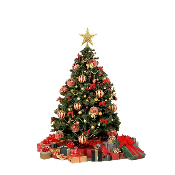 One Gold Five-Pointed Star Decoration The Golden Five Pointed Star Decoration on The Top of The Christmas Tree Brings a and End To The Carefully Decorated Christmas Tree