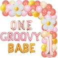 thumbnail image 1 of One Groovy Baby Retro Hippie 1st Birthday Decorations Boho Balloon Garland Arch Kit with Daisy Flower Balloons for Baby Girl Groovy First Birthday Party Supplies, 1 of 7