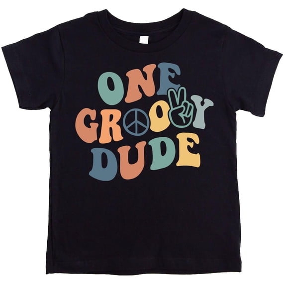 One Groovy Dude Peace Adorable 1st Birthday Shirt for Infant Baby Boys First Birthday Outfit Black Shirt 18 Months