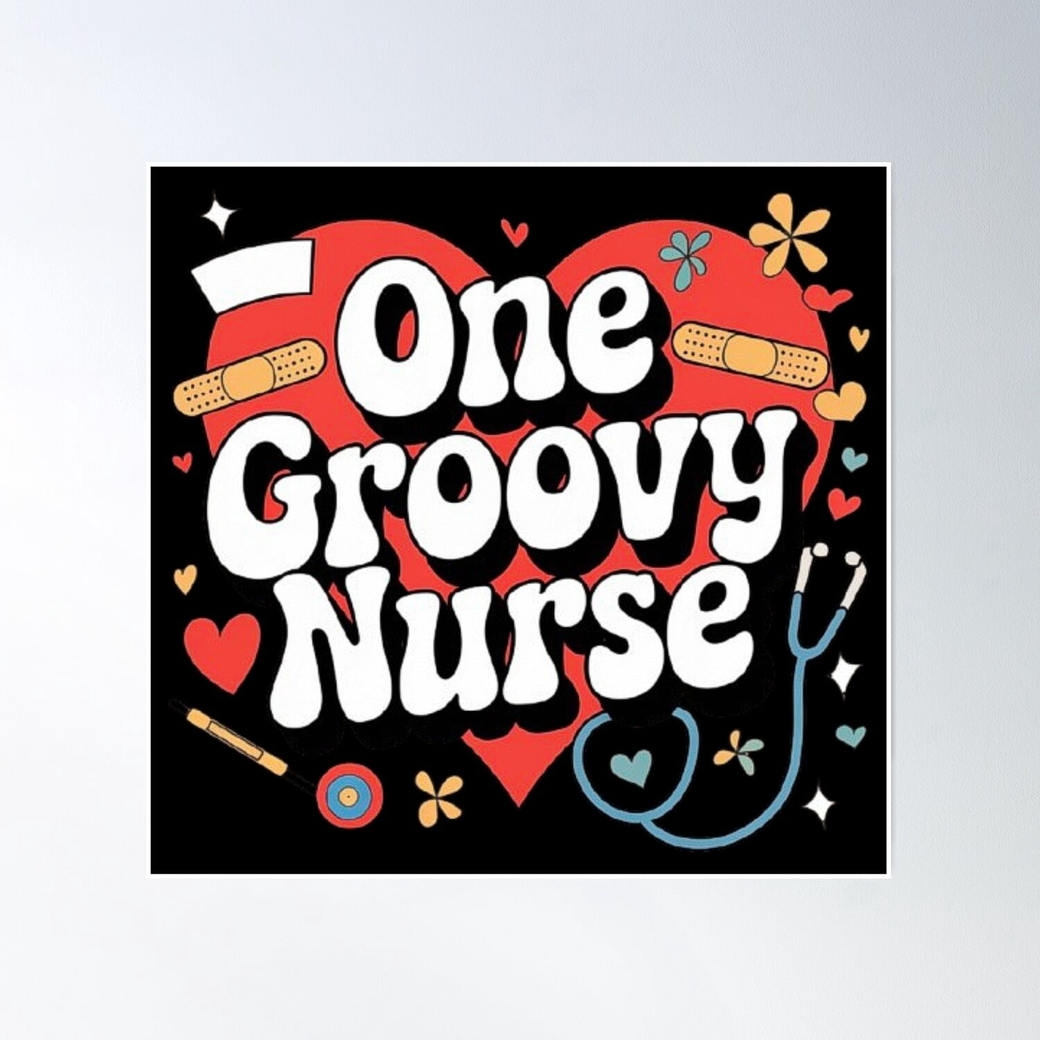 One Groovy Nurse - Retro Nurse Appreciation Design Poster Wall Art ...