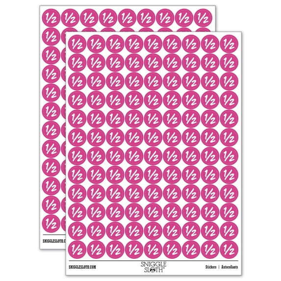 One Half Fun Text 200+ Round Stickers - Hot Pink - Gloss Finish - 0.50" Size