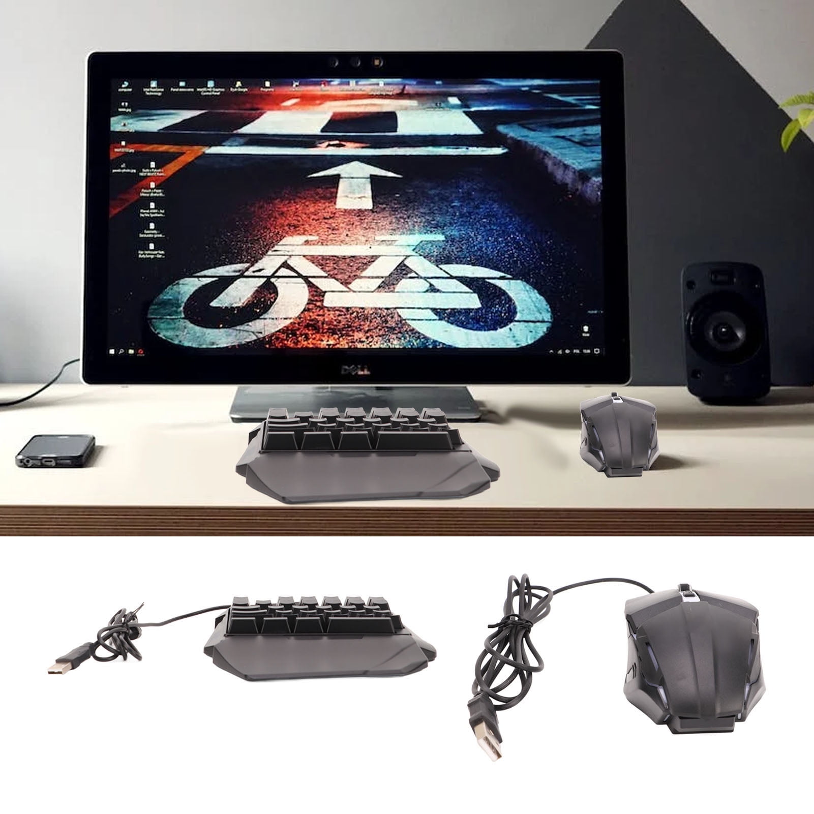 One Hand Gaming Keyboard And Mouse Combo, 35 Keys RGB Backlit One