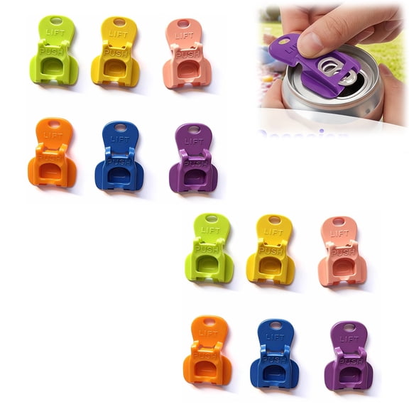 One-Hand Soda Can Opener, Reusable Drink Covers for Aluminum Cans, BBQ Camping Travel 12 PCS