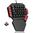 thumbnail image 1 of One Handed Professional Gaming Keyboard, RGB Backlit 35 Keys Mini Wired Mechanical Keyboard with Red Switch for PC Gamer, Support 6 Macro Keys - Black/Red, 1 of 4
