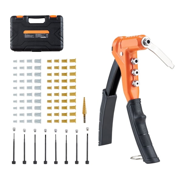 One-Handed Rivet Nut Tool Kit, 80 Pcs with Case & Drill Bit, Metric & SAE