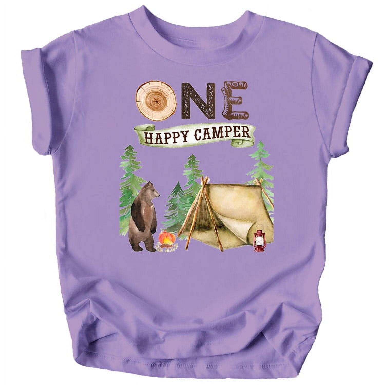 One Happy Camper 1st Birthday Camping Outdoor Themed T-Shirts for Girls ...