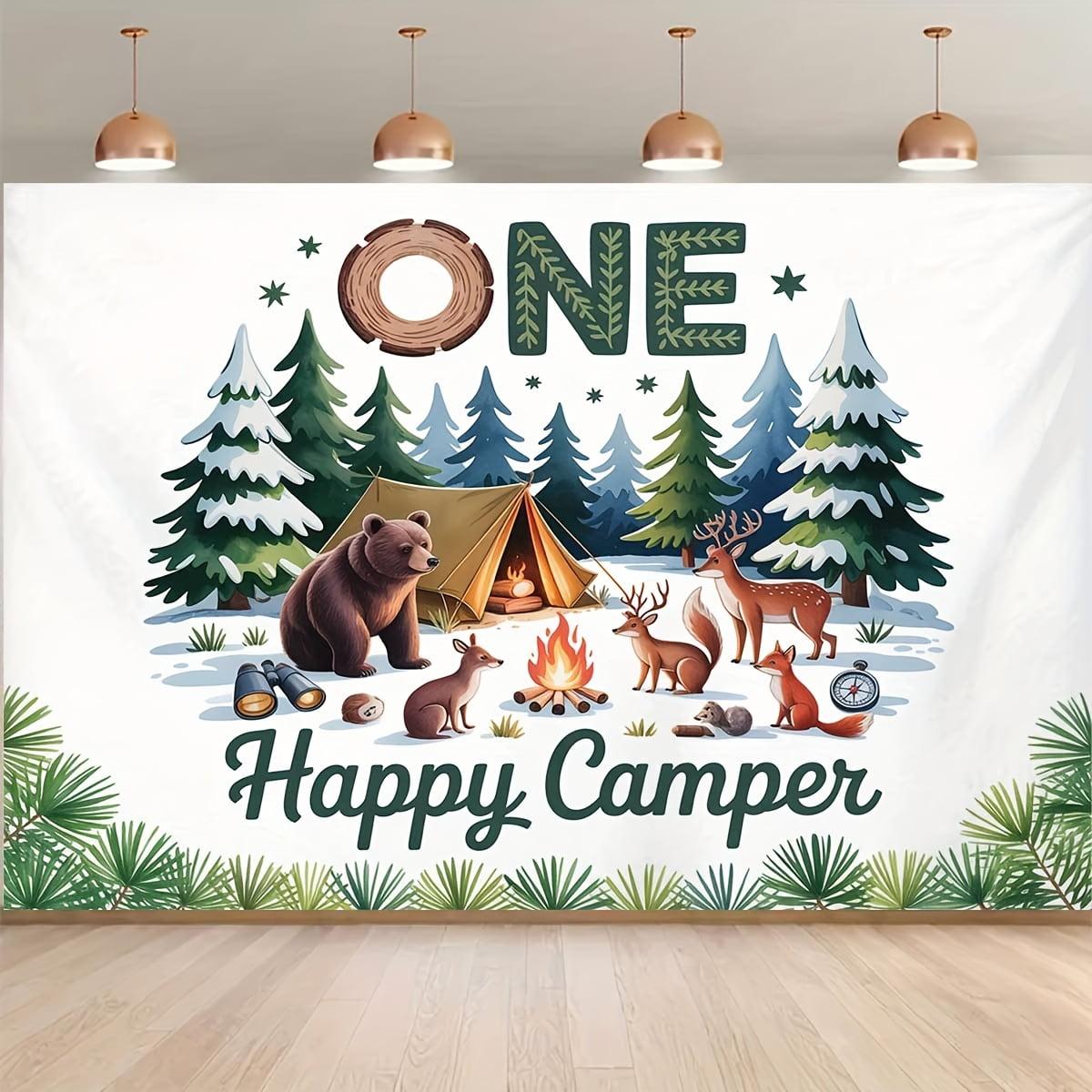 Happy Camping Custom Name Wild Birthday Backdrop main image 1