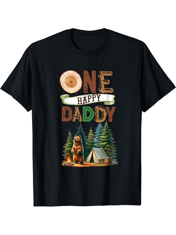 One Happy Daddy Camper First Birthday Camping Bear Father T-Shirt