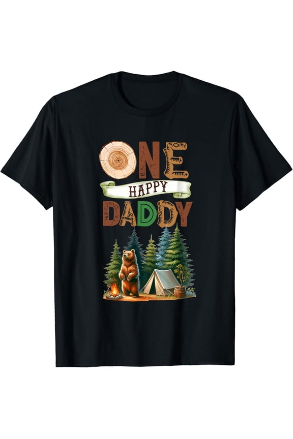 One Happy Daddy Camper First Birthday Camping Bear Father T Shirt