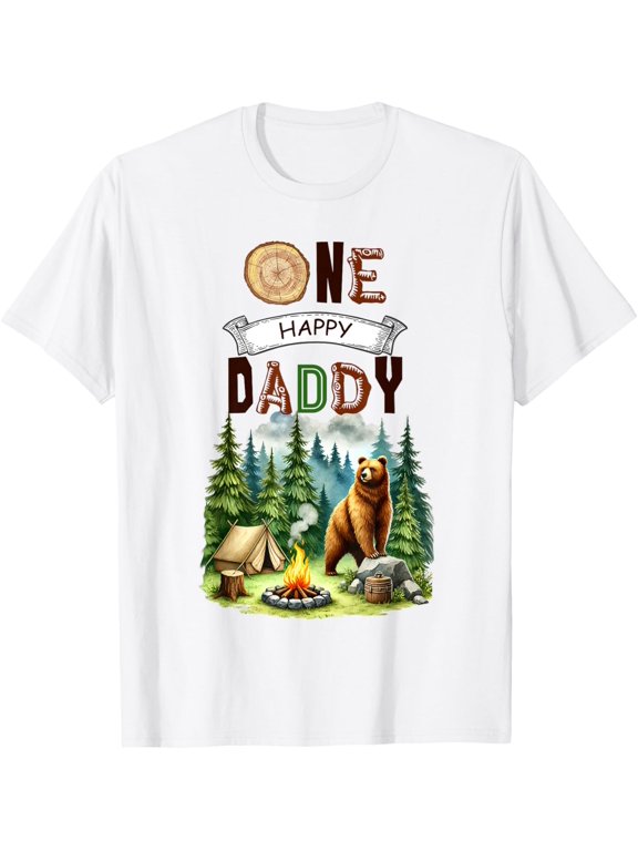 One Happy Daddy Camper First Birthday Camping Bear Father T Shirt