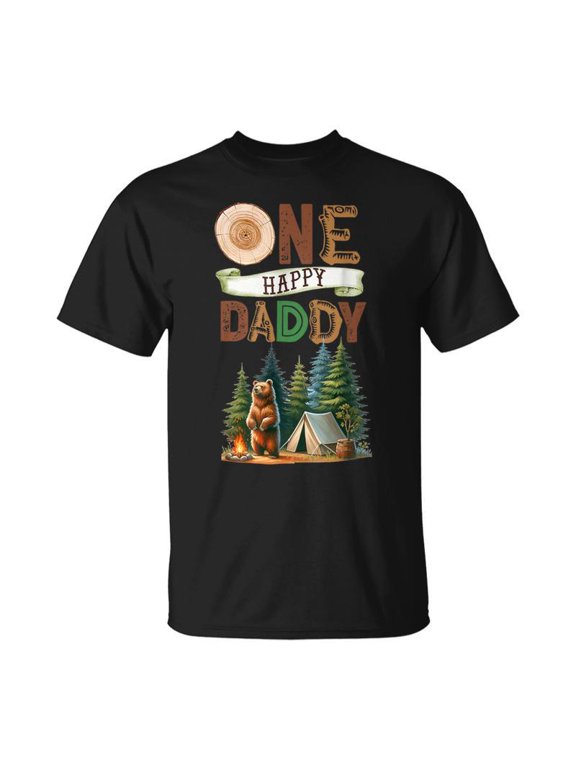 One Happy Daddy Camper First Birthday Camping Bear Father TShirt