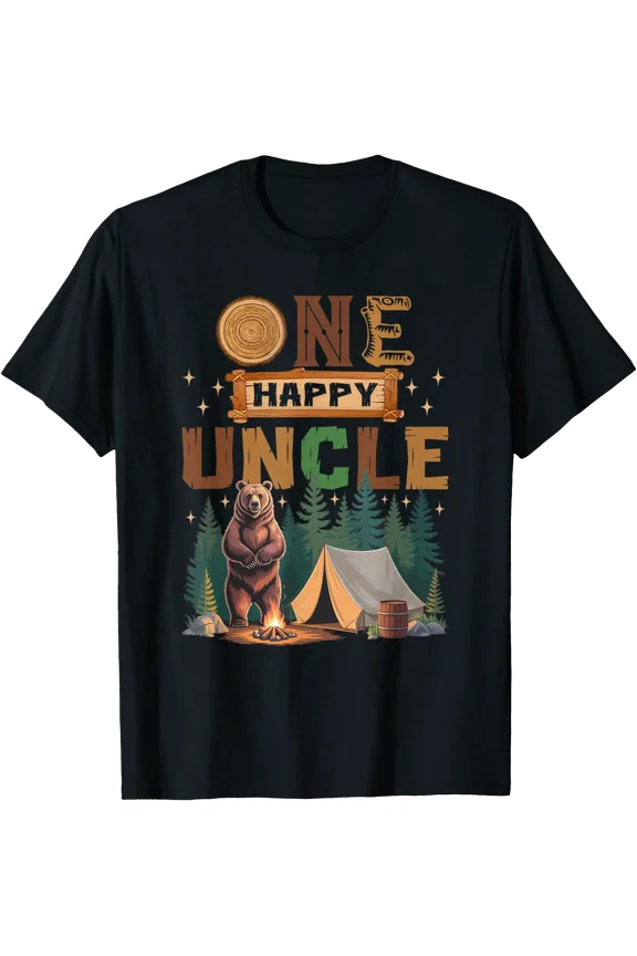 One Happy Uncle Camper 1St Birthday Camping Bear T-Shirt, Unisex T-Shirt