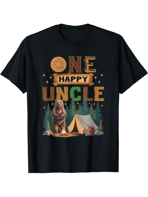 One Happy Uncle Camper 1St Birthday Camping Bear T-Shirt