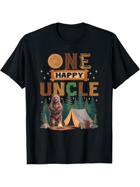 One Happy Uncle Camper 1st Birthday Camping Bear Classic Theme Everyday Message T-Shirt