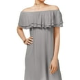 thumbnail image 1 of One Hart Womens Solid Ruffled Off-Shoulder Dress, Grey, X-Small, 1 of 1