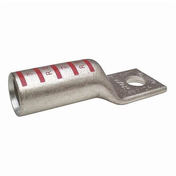 One-Hole Compression Lug, 350 kcmil Max, 3/8 in Stud, Long Barrel, Copper, Red