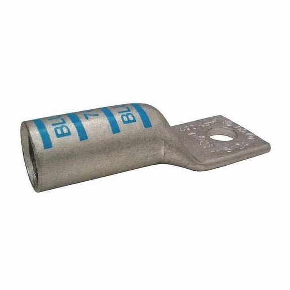 One-Hole Compression Lug, 400 kcmil Max, 3/8 in Stud, Long Barrel, Copper, Blue