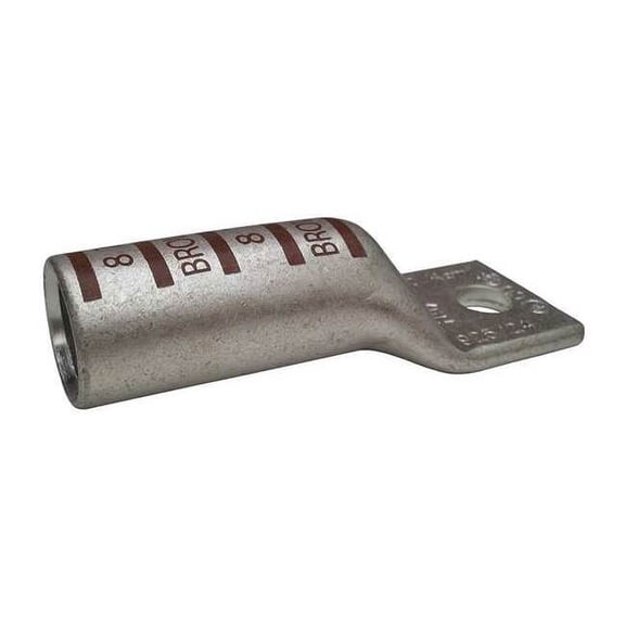 One-Hole Compression Lug, 500 kcmil Max, 3/8 in Stud, Long Barrel, Copper, Brown
