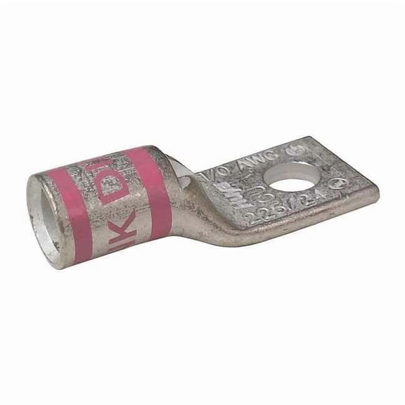 One-Hole Compression Lug, 1/0 AWG Max, 1/2 in Stud, Short Barrel, Copper, Pink