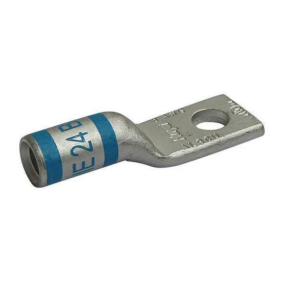 One-Hole Compression Lug, 8 AWG Max, 5/16 in Stud, Short Barrel, Aluminum, Blue