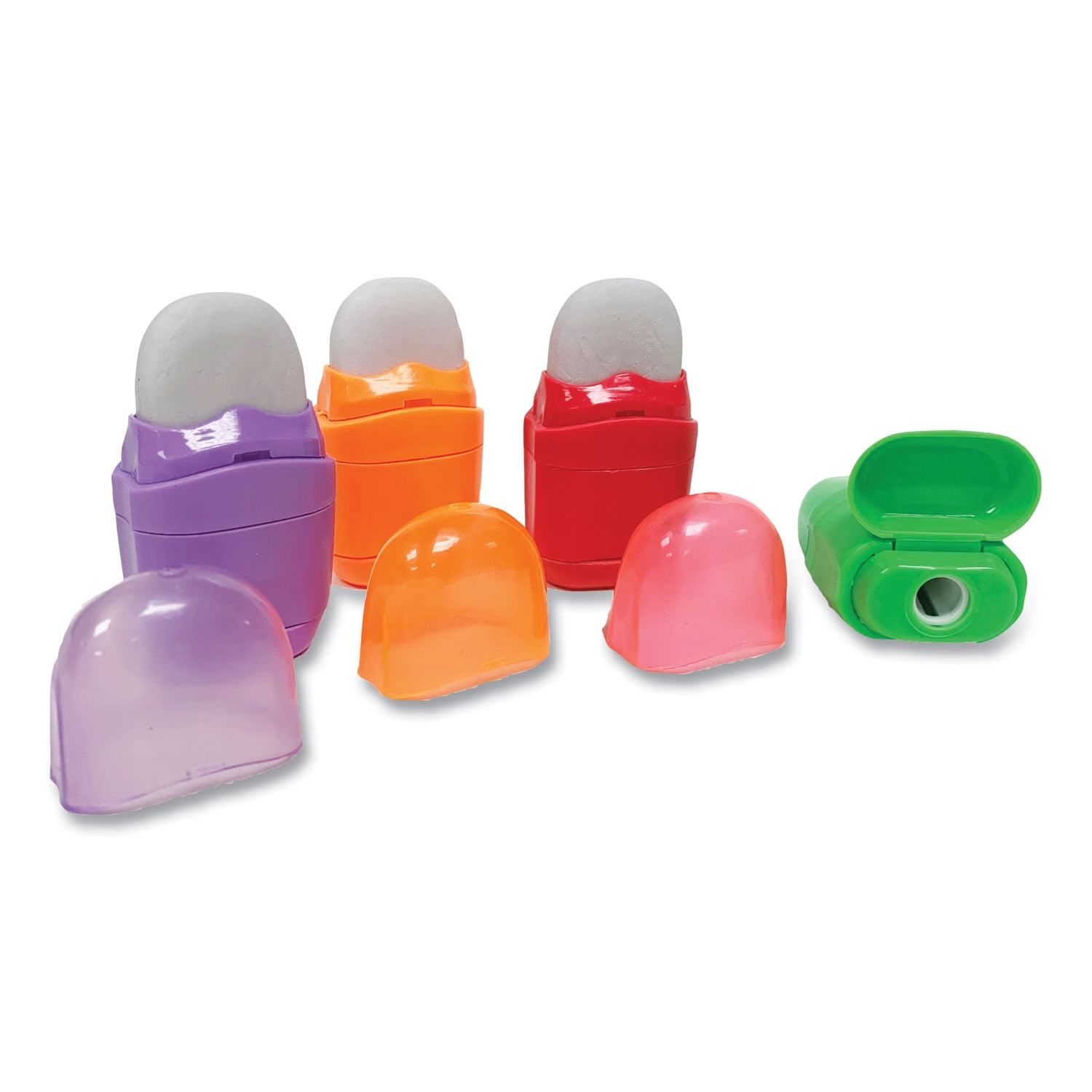 One-Hole Pencil Sharpener/Eraser Combo, 1" x 0.75", Randomly Assorted Colors | Bundle of 10 Each