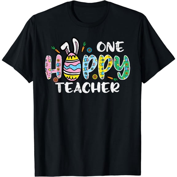 One Hoppy Teacher Cute Happy Easter Day Egg Bunny Ears Women T-Shirt