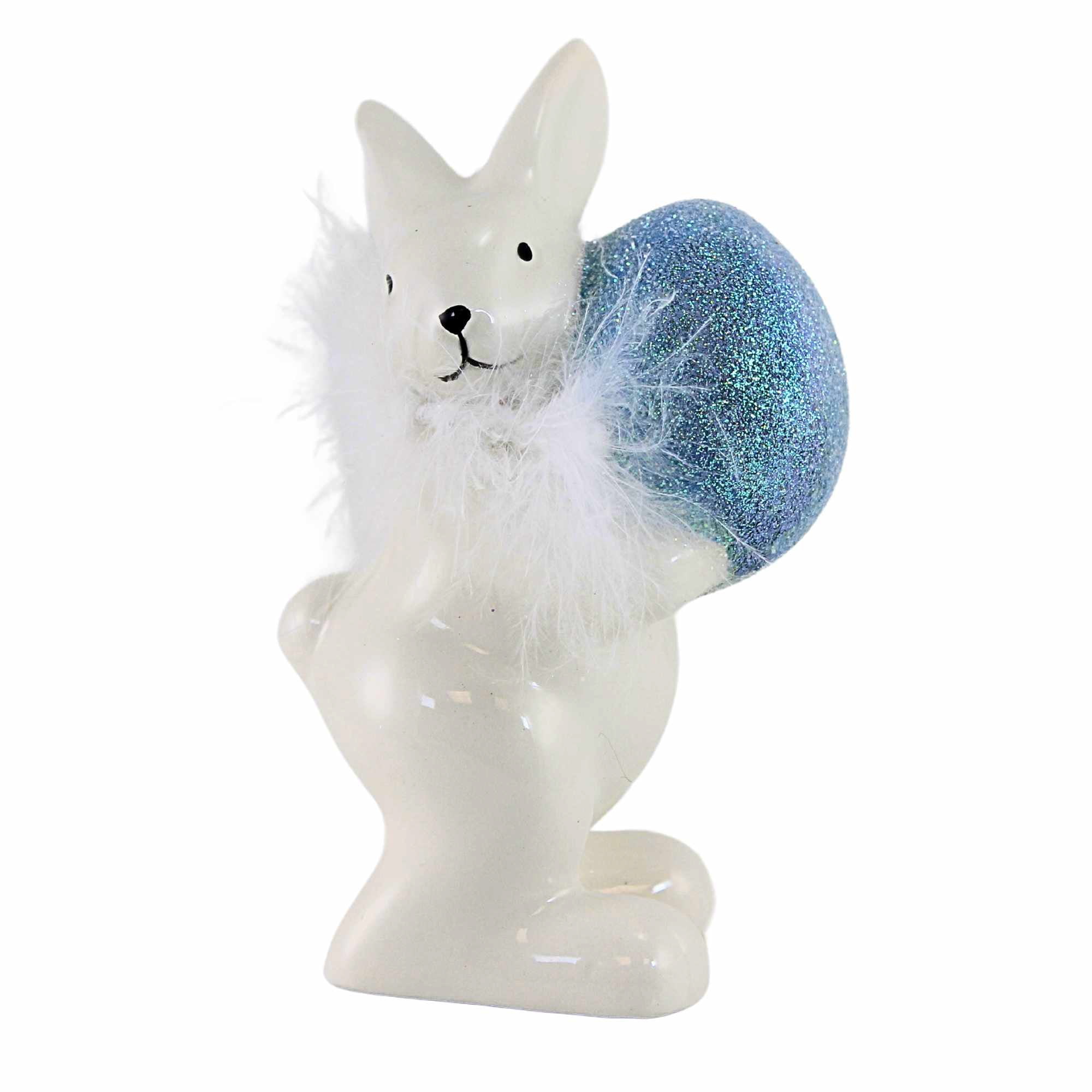 One Hundred 80 Degrees Flocked White Bunny with Egg main image 0