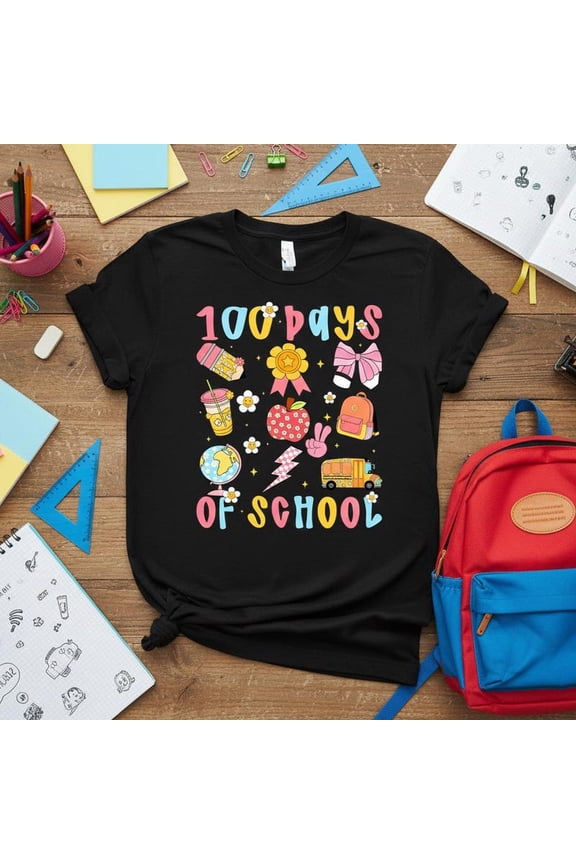 One Hundred Days Of School Teacher Apple Rainbow Graphic Novelty Tee,for men and women up to 5XL