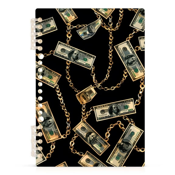 One Hundred Dollar Bills with Chain Spiral Journal Notebook College Ruled Notebook 8.3" x 5.7" A5 Lined Thick Paper Page