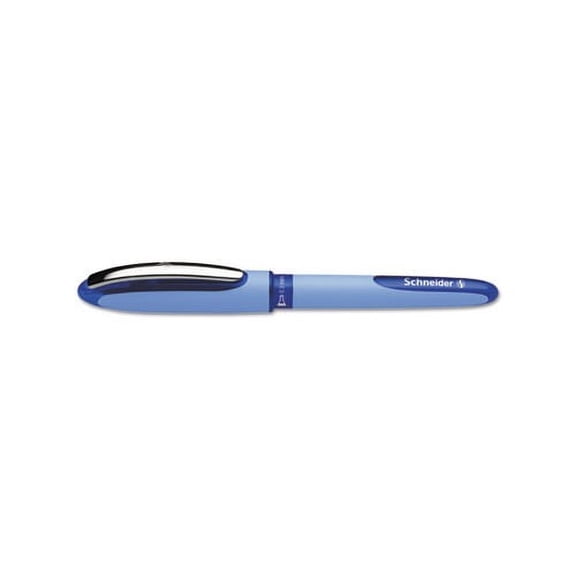 One Hybrid Roller Ball Pen Stick, Extra-Fine 0.3 mm, Blue Ink, Blue Barrel, 10/Box