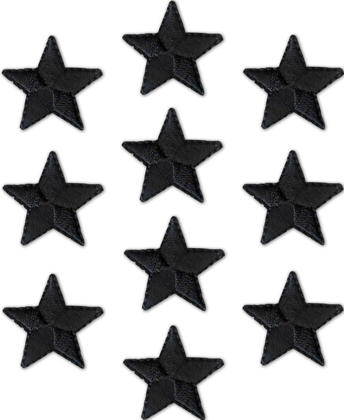 Black One inch Star Patches, (10-Pack) Iron on Star Embroidered Patch Applique Embellishments for Clothing, Jackets, Backpacks, and Decorations