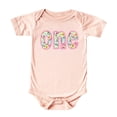 thumbnail image 1 of One Ink-Printed Pink Embroidered First Birthday Bodysuit for Baby Girl Floral 1st Birthday Outfit Peach Bodysuit 12 Months, 1 of 4