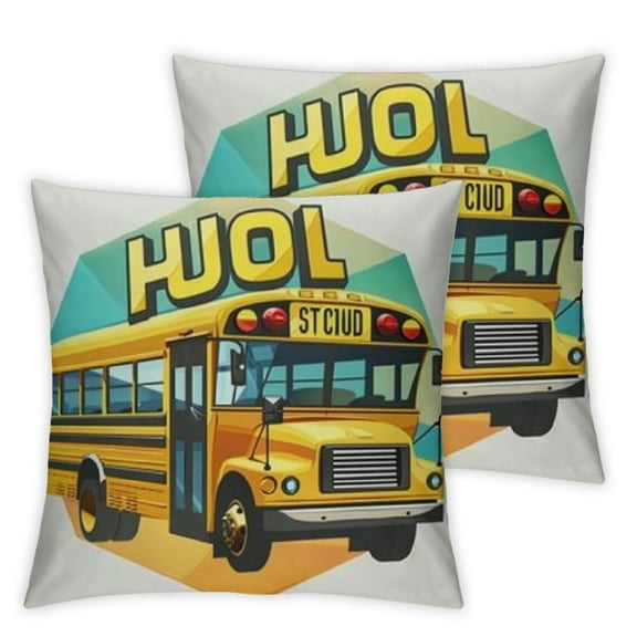 One It's My Birthday School Bus Party Theme Kids Throw Pillow