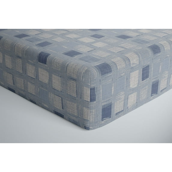 One Kind Premium Bamboo Fitted Crib Sheet for Standard Baby Cribs | Blue Squares